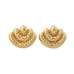 女性用304ステンレススチールスタッドピアス  ファン  イオンプレーティング（ip）  18KGP本金メッキ  18x23mm&nbsp;EJEW-U052-04G