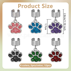 12Pcs 6 Colors Paw Print Alloy Enamel Stethoscope Pendant Decorations&nbsp;HJEW-OC00055
