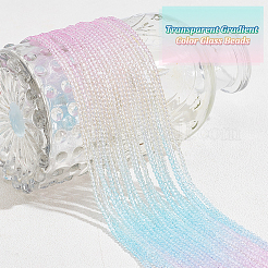20 Strands Transparent Gradient Color Glass Beads Strands&nbsp;GLAA-GA0001-79B