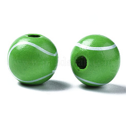 Painted Natural Wood European Beads&nbsp;WOOD-S057-052