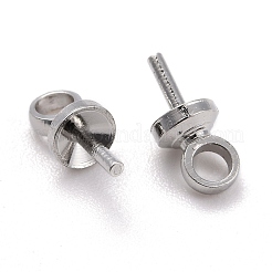 真鍮製カップペグベイルペンダント  片穴ビード用  プラチナ  7x3mm  穴：1.5mm  ピン：0.5mm  100個/袋&nbsp;KK-Z018-01B-P