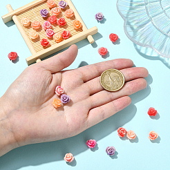 30個6色合成珊瑚ビーズ  染め  花  ミックスカラー  10x10.5x8mm  穴：1mm  5個/カラー&nbsp;GG-YW9D8D-02