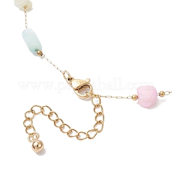 Dyed Nuggets Natural Shell & 304 Stainless Steel Link Chain Necklaces&nbsp;NJEW-JN05449