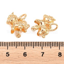 真鍮のアイスピックピンチベイル  中国の銅貨を持った馬  18KGP本金メッキ  14x14x10.5mm  穴：4mm  ピン：1mm&nbsp;KK-L274-11G