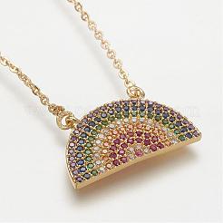 Brass Micro Pave Cubic Zirconia Pendant Necklaces&nbsp;NJEW-J051-19G