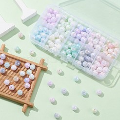 250 個 10 色虹色メッキアクリルビーズ  ラウンド  ミックスカラー  8mm  穴：1.8mm  25個/カラー&nbsp;MACR-CJ0001-66-1