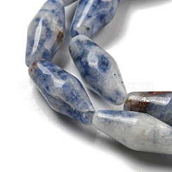 天然ブルースポットビーズ連売り  双円錐形  14~15x6mm  穴：1mm  約25~26個/連  14.57~15.16''（37~38.5センチメートル）&nbsp;G-A223-A06-01