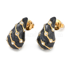 304 Stainless Steel Enamel Stud Earrings&nbsp;EJEW-F353-03G-01