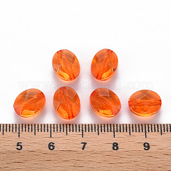 透明なアクリルビーズ  オーバル  オレンジ  10x8x5.5mm  穴：1.5mm  約1550個/500g&nbsp;TACR-S154-18A-84