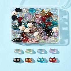 110個11色透明アクリルビーズ  猫  ゴールドライン入り  ミックスカラー  12.5x13x11mm  穴：1.8mm  10個/カラー&nbsp;MACR-FS0002-07