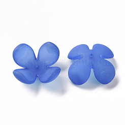 つや消しアクリルビーズキャップ  4花びら  花  藤紫色  27x27x11mm  穴：1.8mm  約276個/500g&nbsp;MACR-S371-06A-751