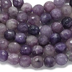 天然レピドライト/パープルマイカビーズ連売り  ファセット（128ファセット）  ラウンド  6~6.5mm  穴：0.8~1mm  約59~64個/連  14.25~15.55''（36.2~39.5センチメートル）&nbsp;G-B165-A11-6mm