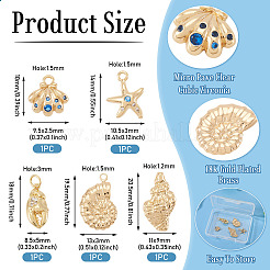 5Pcs 5 Styles Brass Micro Pave Cubic Zirconia Charms&nbsp;KK-TA0003-29