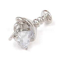 Brass Micro Pave Clear Cubic Zirconia Charms&nbsp;KK-P339-26P