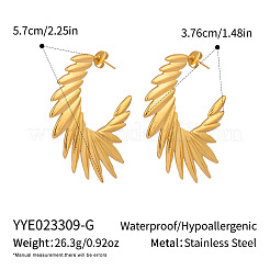Stainless Steel C-shaped Angel Wing Stud Earrings&nbsp;SR8841-1