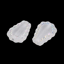 つや消し透明なアクリルビーズ  花弁  シルバーライン入り  ABカラーメッキ  ホワイト  17x12x6mm  穴：1.8mm  約714個/500g&nbsp;OACR-P029-17B-01