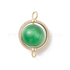 Brass Cat Eye Round Connector Charms&nbsp;PALLOY-JF04277
