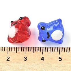 カエルの家の飾り  透明ガラスエナメルディスプレイ装飾  ミックスカラー  15x16x13mm  穴：1.6mm&nbsp;LAMP-D301-01