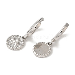 ラックメッキブラスフープピアス  カドミウムフリー＆鉛フリー  長持ちメッキ  フラットラウンド  プラチナ  24x10mm&nbsp;EJEW-B062-41P
