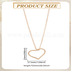 女性用合金ペンダントネックレス1個  ハート  ゴールドカラー  28.54インチ（72.5cm）&nbsp;NJEW-LP0003-15G