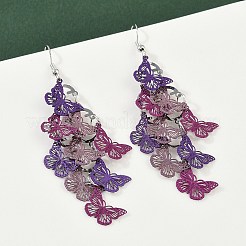 430 Stainless Steel Butterfly Dangle Earrings&nbsp;EJEW-A137-02P-02