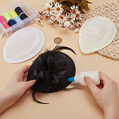 3Pcs 3 Colors Linen Mini Hat Fascinator Base&nbsp;AJEW-FG0004-04