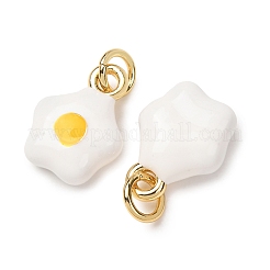 真鍮製エナメルペンダント  花のチャーム  鉛フリー＆カドミウムフリー  長持ちメッキ  ラックめっき  ホワイト  13x10x4mm  穴：3mm&nbsp;LS-KK-CJC21A4-01G-07-RS