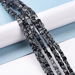 天然石スノーフレークオブシディアンビーズ連売り  キューブ  3.5~4x3.5~4x3.5~4mm  穴：1.2mm  約95個/連  15.04''（38.2センチメートル）&nbsp;G-F631-K16