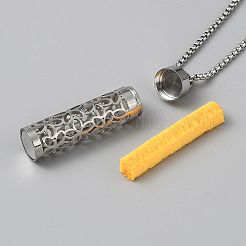 304 Stainless Steel Box Chain Hollow Column Perfume Bottle Pendant Necklaces&nbsp;NJEW-WH0002-138P