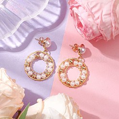 Ring Shell Pearl Beaded Dangle Earrings&nbsp;EJEW-TA00511