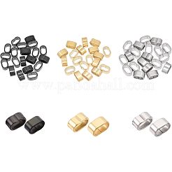 304ステンレススチールスライドチャーム  長方形  ミックスカラー  5x10x6mm  穴：8x4mm  3色  20個/カラー  60個/箱&nbsp;STAS-UN0003-56