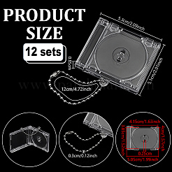 プラスチックCDケースペンダント装飾12袋  CDボックス  合金パーツ  長方形  ボールチェーン：120x3mm  ペンダント：51x53x8.5mm&nbsp;AJEW-OC0016-44B