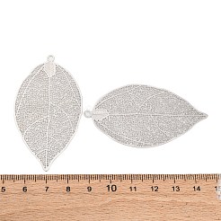 合金ビッグサイズペンダントトップ  中空葉チャーム  プラチナ  60x33x0.5mm  穴：2.5mm&nbsp;PALLOY-F315-04B-P