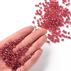 ラウンドガラスシードビーズ  透明色の虹  ラウンド  レッド  6/0  4mm  穴：1.5mm  約4500個/ポンド&nbsp;SEED-A007-4mm-165