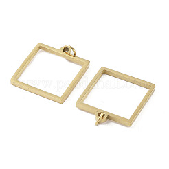 イオンプレーティング（IP）304ステンレスペンダント  レーザー切断  丸カン付き  ゴールドカラー  正方形  17x15x1mm  穴：2mm&nbsp;STAS-G324-01B-G