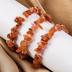 ユニセックスチップナチュラルカーネリアン/レッドアゲートビーズストレッチブレスレット  内径：1-3/4~2インチ（4.5~5cm）&nbsp;BJEW-S143-01