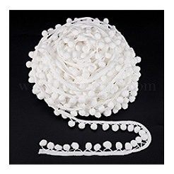 ポンポンボールナイロントリムリボン  洋服アクセサリー  ホワイト  1~1-3/8インチ（25~35mm）&nbsp;OCOR-WH0078-207