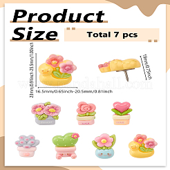 7Pcs Flowerpot Platic & Iron Push Pins Set&nbsp;AJEW-WH0460-134