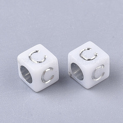 メッキアクリルビーズ  水平穴  ランダムな頭文字を持つキューブ  ミックスカラー  6x6x6mm  穴：3.5mm  約3270個/500g&nbsp;MACR-S299-052A
