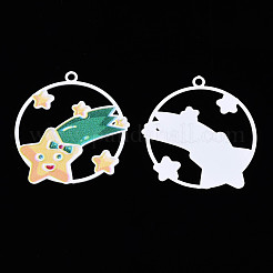 Spray Painted Brass Pendants&nbsp;KK-Q281-008
