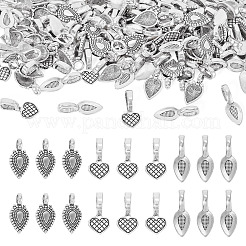150Pcs 3 Styles Tibetan Style Alloy Glun-on Flat Pad Bails for Pendants Making&nbsp;TIBEP-TA0001-48