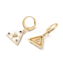 Triangle Real 18K Gold Plated Brass Dangle Leverback Earrings&nbsp;EJEW-L268-030G-04