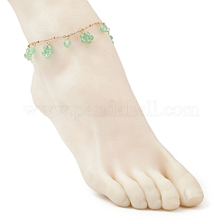 3Pcs 3 Colors Shell Pearl and Dyed Natural Malaysia Jade Round Beaded Flower Tassel Ankelets&nbsp;AJEW-AN00706