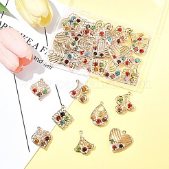 30Pcs 6 Styles Iron & Glass Pendants&nbsp;IFIN-FS0001-52