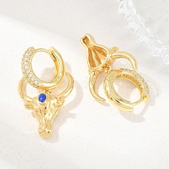 Brass Micro Pave Cubic Zirconia Dangle Hoop Earrings&nbsp;EJEW-G471-46G