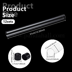 透明PCプラスチックビーズ収納チューブ  二重の黒い蓋付き  透明  31x2.5cm  内径：2.4のCM&nbsp;AJEW-WH0596-947B