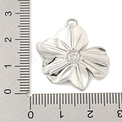 変色しない304ステンレススチールペンダント  花のチャーム  ステンレス鋼色  26x26.5x3mm  穴：2mm&nbsp;STAS-A099-23P