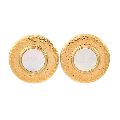 304 Stainless Steel Natural White Shell Stud Earrings&nbsp;EJEW-Z103-14G