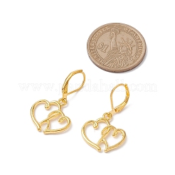 合金ダングルイヤリング  真鍮フレンチフックピアスフック付き  二つの空虚な心  ゴールドカラー  33x19mm&nbsp;EJEW-JE05941