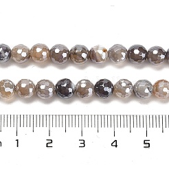 電気メッキされた天然ボツワナアゲートの丸いビーズ連売り  ファセット（128ファセット）  6mm  穴：1.2mm  約63個/連  15.16インチ（38.5cm）&nbsp;G-L598-A03-01